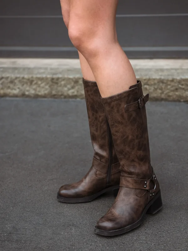 Roberto Rosso Skoletter Og Boots>Camperos High Bikerboot Brown