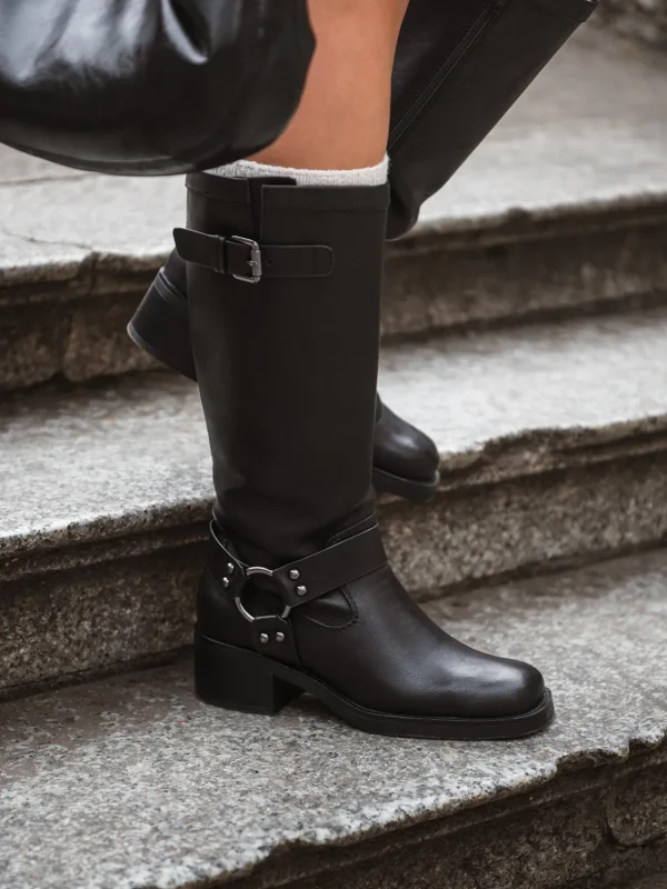 Roberto Rosso Skoletter Og Boots>Camperos High Bikerboot Black