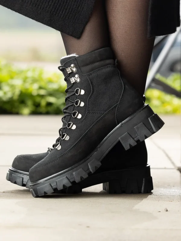 Roberto Rosso Vintersko | Skoletter Og Boots>Combat Leather Boot Warm Black