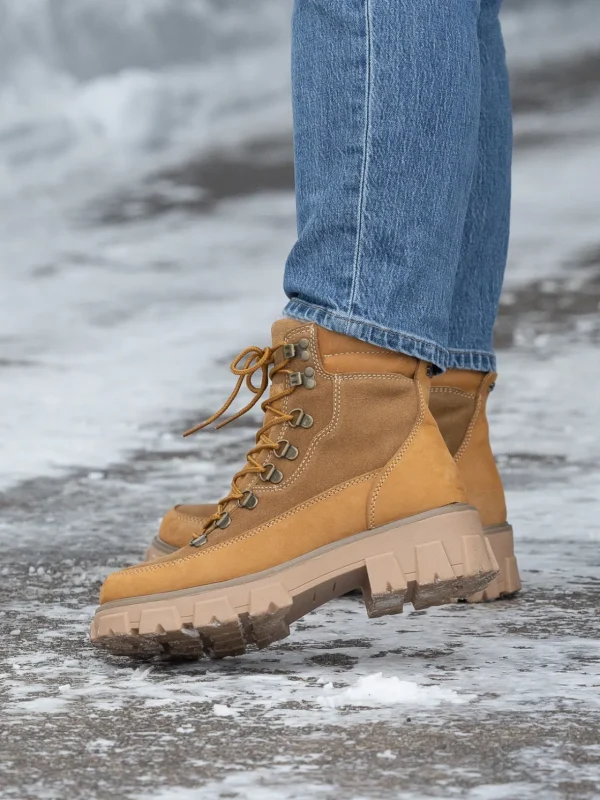 Roberto Rosso Vintersko | Skoletter Og Boots>Combat Leather Boot Warm Tan