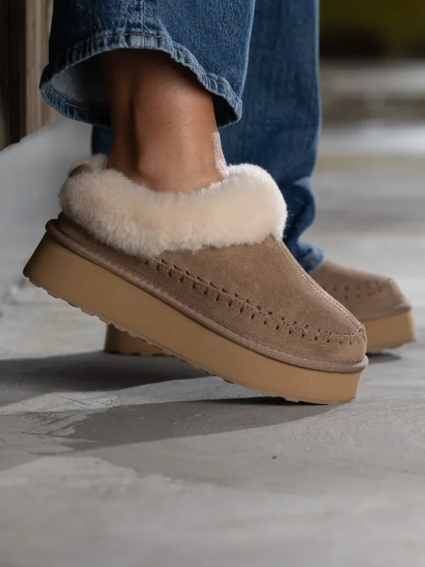 Jean Paul Vintersko | Tøfler>– Taissy Suede Fur Feather Grey