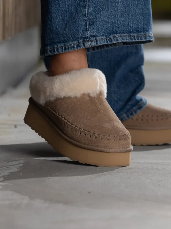 Jean Paul Vintersko | Tøfler>– Taissy Suede Fur Feather Grey