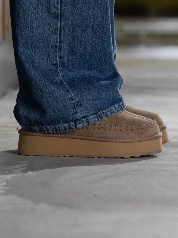 Jean Paul Vintersko | Tøfler>– Taissy Suede Fur Feather Grey