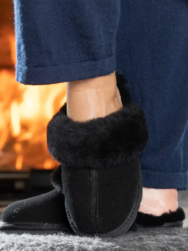 Roberto Rosso Tøfler>Sheepskin Slipper Black