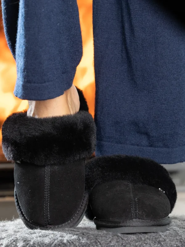 Roberto Rosso Tøfler>Sheepskin Slipper Black