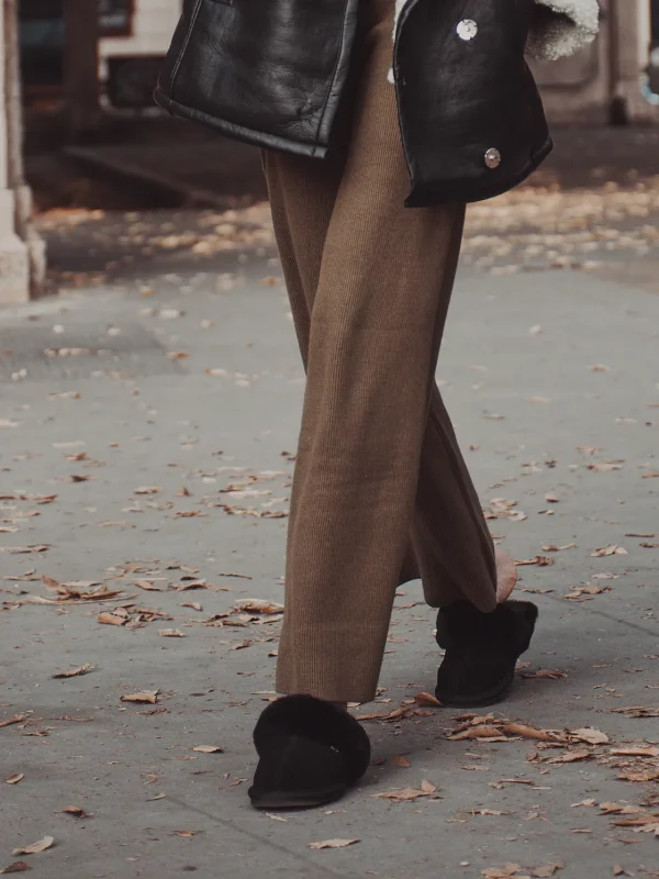 Roberto Rosso Tøfler>Sheepskin Slipper Black
